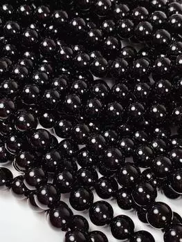 1 полная нить 15,5 дюймов, настоящие натуральные круглые бусины из полудрагоценного камня, гладкие, черного обсидиана, 4 мм, 6 мм, 8 мм, 10 мм, 12 мм, 14 мм, 16 мм 4mm чёрный
