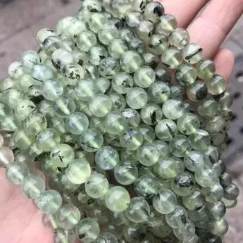 1 полная нить 15,5 дюймов, настоящие натуральные круглые бусины из полудрагоценного камня, гладкие бусины из пренита, 4 мм, 6 мм, 8 мм, 10 мм, 12 мм 4mm