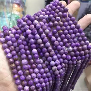1 полная нить 15,5 дюймов подлинные натуральные россыпные круглые полудрагоценные гладкие фиолетовые бусины из фосфосидеритового камня для изготовления ювелирных изделий 6/8/10 мм 4mm