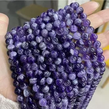 1 полная нить 15,5 класса А, натуральные круглые полудрагоценные бусины из аметиста Dream Chevron, 4 мм, 6 мм, 8 мм, 10 мм, 12 мм 4MM