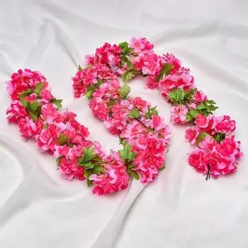 1 полоса, искусственный цветок из ротанга, нежный многоразовый цветной причудливый элегантный искусственный цветок вишни, цветочная гирлянда, праздничные принадлежности белый