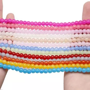 1 полоска/упак. 4/6/8/10 мм разноцветные стеклянные бусины DIY браслет ожерелье серьги ювелирные аксессуары 4mm 39cm/Str