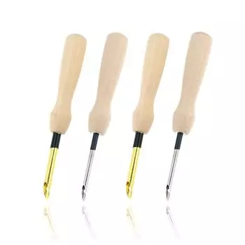 1 предмет, 3,5/5 мм, ручка для вязания и вышивания, деревянная ручка, ткачество, шитье, валяние, ремесло, пробойник, набор игл, нитевдеватель, инструмент для самостоятельного шитья, аксессуары для шитья 3.5mm