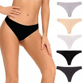 1 предмет, бесшовные женские дышащие трусы из ледяного шелка, ультратонкие стринги, нижнее белье для женщин L чёрный