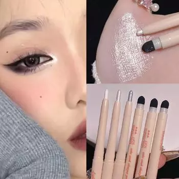 1 предмет, блестящая подводка для теней для век, блестящий хайлайтер для макияжа глаз, водостойкая матовая серебряная подводка для глаз шелкопряда LM