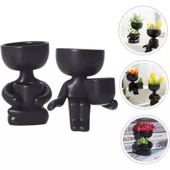 1 предмет Kreative Humanoide Keramik Blumentopf Modernes Design Pflanzer Blumentopf Handwerk Ваза для украшения дома и двора Личное Isierte Geschenk A-1PC белый