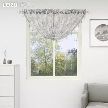 1 предмет LOZUJOJU свежий и универсальный пасторальный стиль белый фон с принтом балдахин дизайн окна декоративная занавеска тюлевая занавеска W145cm x L90cm синий