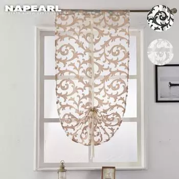 1 предмет Napearl европейский стиль модный цветок окна домашняя кухня жаккардовая ткань тюль занавеска 1pc W60cm x L120cm чёрный