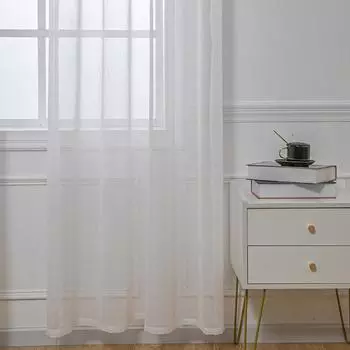 1 предмет, однотонная кухонная Тюлевая занавеска, европейская современная тканевая оконная занавеска для гостиной, Lozujoju, домашний декор W100cm x L130cm серый