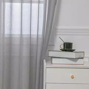 1 предмет, однотонная кухонная Тюлевая занавеска, европейская современная тканевая оконная занавеска для гостиной, Lozujoju, домашний декор W100cm x L130cm белый