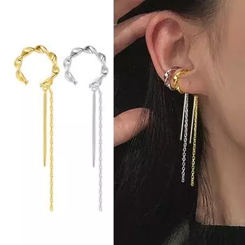 1 предмет, серебряные серьги в форме буквы C с кисточками, серьги-клипсы для женщин и девочек, искусственный пирсинг, вечерние аксессуары, ювелирные изделия, подарки