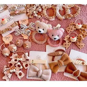 1 предмет, заколки для детей, милый медведь, новая милая повязка на голову для девочек, заколки для волос, заколки, модный бант, теплые осенние аксессуары, подарок