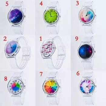 1 предмет желейные силиконовые часы с прозрачным ремнем и черепом, повседневные женские платья, часы для девочек, наручные часы 6