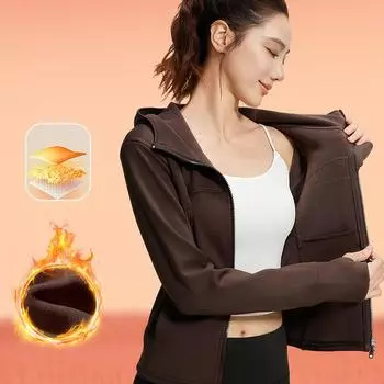 1 предмет женской верхней одежды осень-зима новая бархатная верхняя одежда с капюшоном тонкая повседневная утолщенная верхняя одежда для йоги M