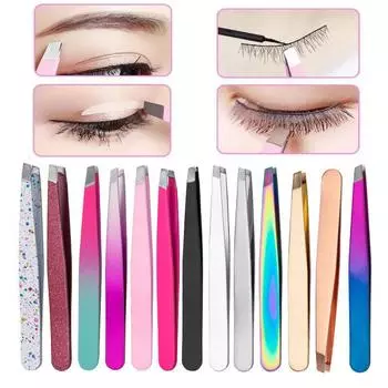 1 профессиональный пинцет для бровей с наклонным кончиком | прецизионный пинцет для волос для мужчин и женщин