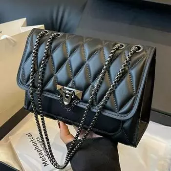 1 Простая и стильная сумка через плечо Diamond Grid, сумка через плечо с металлической цепочкой для женщин, повседневные кошельки и сумки для отдыха розовый