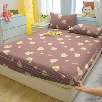 1 простая современная матовая простыня на резинке с принтом в форме сердца, покрывало для спальни с принтом, постельное белье (Исключая наволочки) 71x132cm