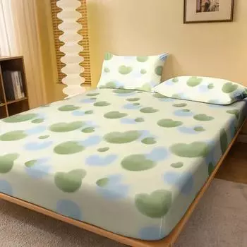 1 простая современная матовая простыня на резинке с геометрическим рисунком в форме сердца, покрывало для кровати с принтом в спальню, постельное белье (Исключая наволочки) 71x132cm