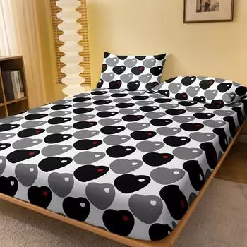1 простая современная матовая простыня на резинке с геометрическим рисунком в форме сердца, покрывало для кровати с принтом в спальню, постельное белье (Исключая наволочки) 71x132cm