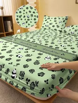 1 простая современная матовая простыня на резинке с принтом в виде цветка розы, покрывало для кровати с принтом в спальню, постельное белье (Исключая наволочки) 71x132cm