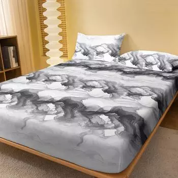 1 простая современная матовая простыня на резинке с принтом, покрывало для спальни с принтом, постельное белье (Исключая наволочки) 71x132cm