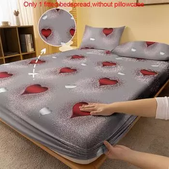 1 простая современная матовая простыня на резинке с геометрическим рисунком в форме сердца, покрывало для кровати с принтом в спальню, постельное белье (Исключая наволочки) 71x132cm