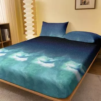 1 простая современная матовая простыня на резинке с принтом, покрывало для спальни с принтом, постельное белье (Исключая наволочки) 71x132cm