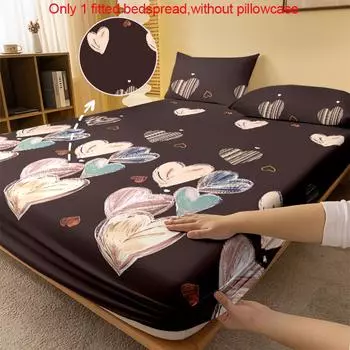 1 простая современная матовая простыня на резинке с геометрическим рисунком в форме сердца, покрывало для кровати с принтом в спальню, постельное белье (Исключая наволочки) 71x132cm