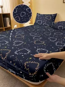 1 простая современная матовая простыня на резинке с геометрическим рисунком в форме сердца, покрывало для кровати с принтом в спальню, постельное белье (Исключая наволочки) 71x132cm