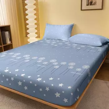 1 простая современная матовая простыня на резинке с рисунком в виде растений, цветов и звезд, покрывало для кровати с принтом в спальню, постельное белье(Исключая наволочки) 71x132cm