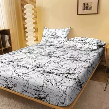 1 простая современная матовая простыня на резинке с принтом, покрывало для спальни с принтом, постельное белье (Исключая наволочки) 71x132cm