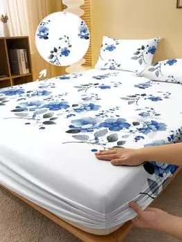 1 простая современная матовая простыня с принтом в виде цветка, покрывало для кровати с принтом в спальню, постельное белье (Исключая наволочки) 71x132cm