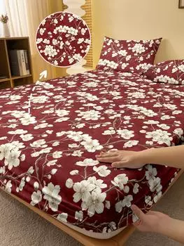 1 простая современная матовая простыня с принтом в виде цветка, покрывало для кровати с принтом в спальню, постельное белье (Исключая наволочки) 71x132cm