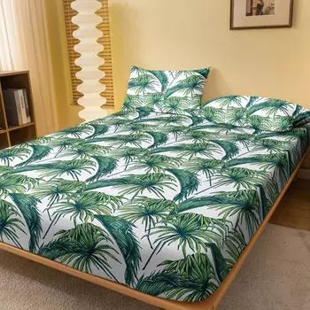 1 простая современная матовая простыня с принтом в виде цветка, покрывало для кровати с принтом в спальню, постельное белье (Исключая наволочки) 71x132cm