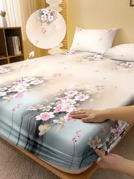 1 простая современная матовая простыня с принтом в виде цветка, покрывало для кровати с принтом в спальню, постельное белье (Исключая наволочки) 71x132cm