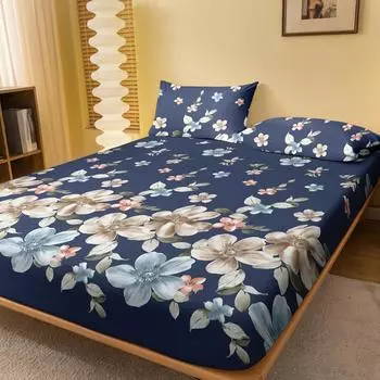 1 простая современная матовая простыня с принтом в виде цветка, покрывало для кровати с принтом в спальню, постельное белье (Исключая наволочки) 71x132cm