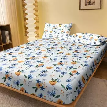 1 простая современная матовая простыня с принтом в виде цветка, покрывало для кровати с принтом в спальню, постельное белье (Исключая наволочки) 71x132cm