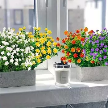 1 пучок искусственных цветов с защитой от ультрафиолета, имитация цветочных букетов, украшение для домашней вазы, вечеринка, свадьба, букет своими руками, домашний декор оранжевый