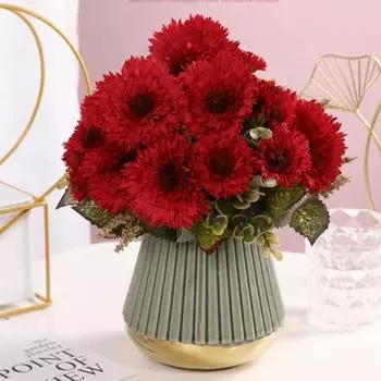 1 пучок искусственный шелк имитация хризантемы подсолнух букеты настольный офис украшение дома своими руками ручная работа держа цветы своими руками садовое ремесло оранжевый