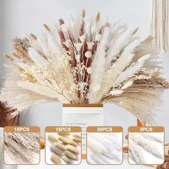 1 пучок сухой тростниковой травы без полива, не засохший, простой в уходе, букет из натуральных сушеных растений, сделай сам, свадебный цветок в стиле бохо, домашний декор A