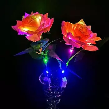 1 пучок светодиодных светящихся роз, имитация цветка с гирляндами на День святого Валентина, Рождество, день рождения, подарок розовый