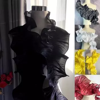 1 ярд/91 см, большая волна кружева, 3D цветочная кружевная отделка, мягкий блестящий атлас, большие волнистые плиссированные края