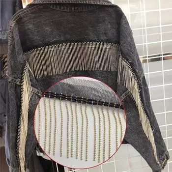 1 ярд/91 см черно-белая сетчатая основа с золотыми/серебряными бусинами, цепочками с кисточками, медным кружевом из бусин