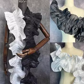 1 ярд/91 см кружевная ткань своими руками элегантные аксессуары для одежды большая волна кружево 3D цветок кружевная отделка синий/серый