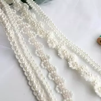 1 ярд белой жемчужной кружевной отделки с бисером, лента, ткань, украшение для одежды, свадебное платье, воротник, рукав, кружевная аппликация, сделай сам, поделки