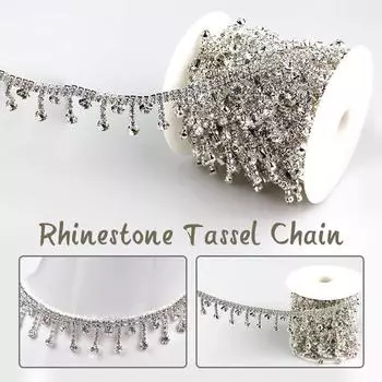 1 ярд блестящая кисточка кулон стразы отделка бахрома кристалл цепь для самостоятельного шитья одежды платье обувь ювелирные изделия аксессуар
