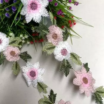 1 ярд цветочная кружевная ткань лента гипюровая отделка аппликация швейные принадлежности своими руками 8 см в ширину