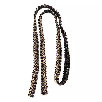 1 ярд Искусственный жемчуг, бисер, кружевная лента, аппликация, шитье для украшения платья 0,59 дюйма - черный