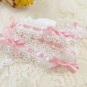 1 ярд Кружевная тесьма с бантом Вышивка Декоративное кружево Тканая лента DIY Поделки Кружево для юбки Аксессуары Отделка Аксессуары 2,8 см шириной