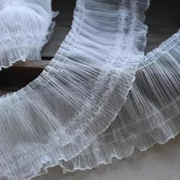 1 ярд кружевной ткани с белыми и черными цветами, аксессуары ручной работы, сделай сам, удлиненные складки, отделка шириной 10 см белый